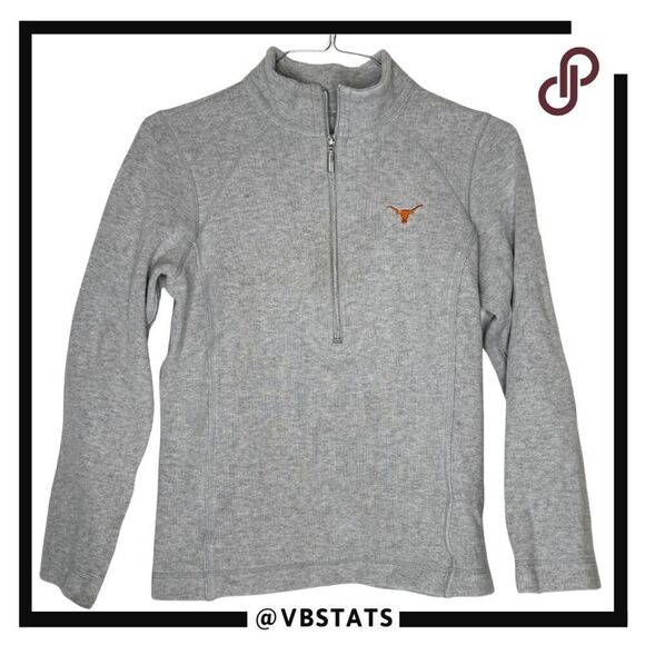 Tommy Bahama Women's Texas Longhorns Half Zip Heather Sweatshirt Gray Medium - Picture 1 of 6